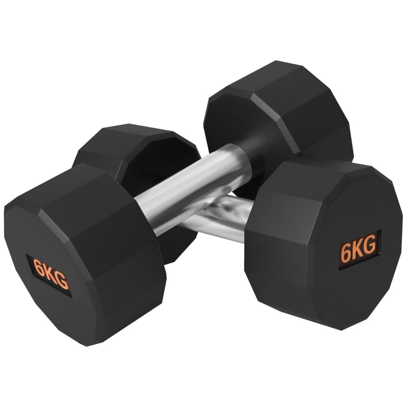 IronGrip Duo – 2 x 6kg Dumbbell Set with Non-Slip Grip & 12-Sided Anti-Roll Design