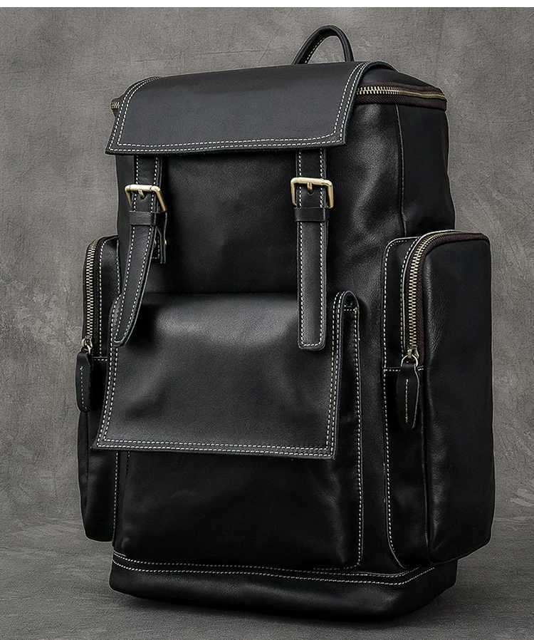 UrbanVoyager Pro – Retro Crazy Horse Leather Laptop Backpack for Men (15.6” Large Capacity Travel Bag)