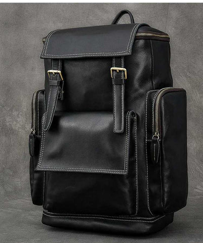 UrbanVoyager Pro – Retro Crazy Horse Leather Laptop Backpack for Men (15.6” Large Capacity Travel Bag)
